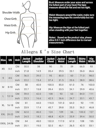 Allegra K Skirt Suit Sets for Women's 2 Piece Formal Office Notched Lapel Peplum Jacket Blazer Pencil Skirts Set